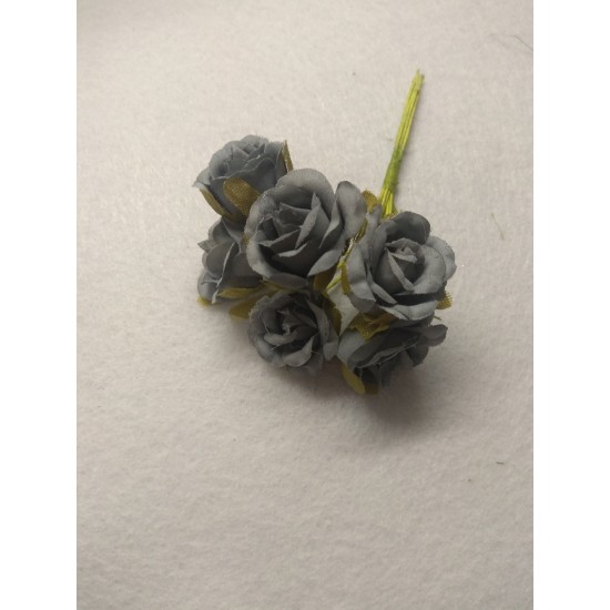 Цветы из ткани 2,5 см в пучках (6 шт) цв. серый, цена за пучок